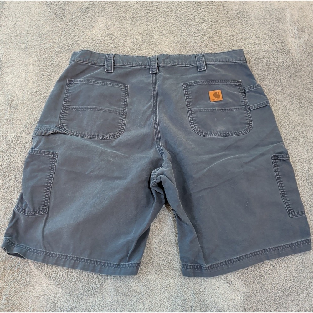 Carhartt B147 NVY Mens 40 Navy Blue Canvas Original Fit Carpenter Work Shorts - Picture 2 of 8